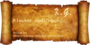 Klecker Gyöngyi névjegykártya